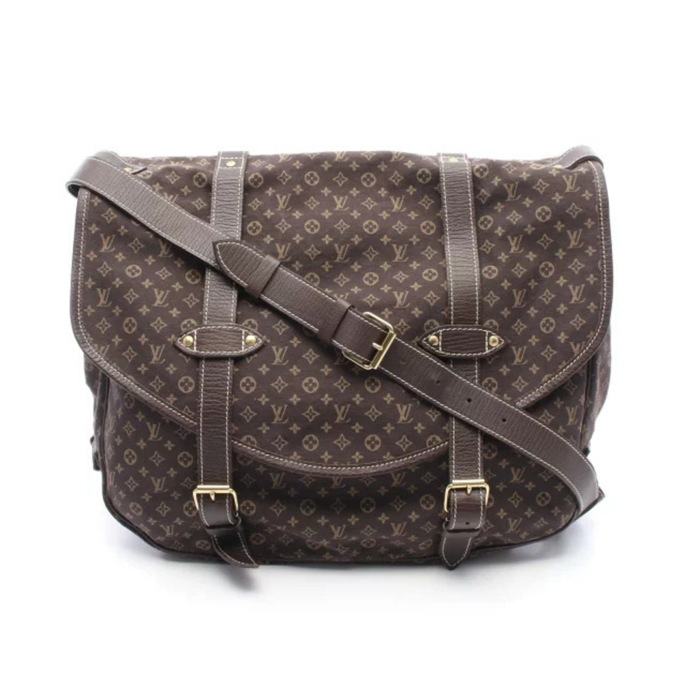 Louis Vuitton Saumur Shoulder Bag Canvas Leather Monogram Lin Brown